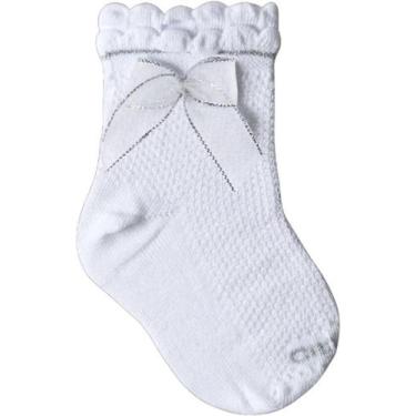 Imagem de Meia Batizado Branca Bebê e Infantil Laço Papilloo, Branco, BB