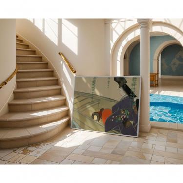 Imagem de Quadro Decorativo a Travessia Solitária Retangular 60X90 em Vinil com Vidro Moldura Amadeirado