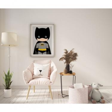 Imagem de Quadro Infantil Baby Batman Retangular 20X30 em Vinil com Moldura Caixa em Madeira com Ou sem Vidro Branco