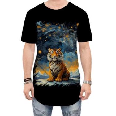 Imagem de Camiseta Longline Tigre Noite Estrelada Van Gogh 2 - Kasubeck Store®, 