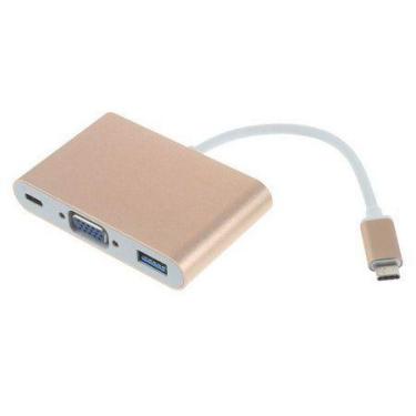 Imagem de Cabo Adaptador 3x1 - Usb Tipo-c Thunderbolt 3 X Usb-c Vga Usb 3.0 - MU