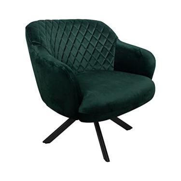 Imagem de Poltrona Decorativa Kitana Pés Preto Giratório Veludo Verde - Gran Belo