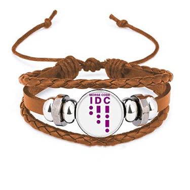 Imagem de un brand Pulseira de couro Morse Code Care Dot-line representation Bracelet Leather Jewelry Ornament