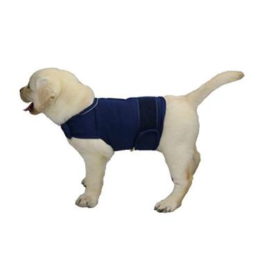 Imagem de cattamao Casaco confortável para alívio da ansiedade do cachorro, colete calmante para ansiedade do cachorro, jaqueta de camisetas Thunder para cães PP, P, M, G, GG (azul-marinho P)