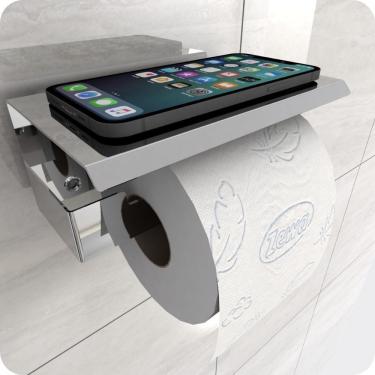 Imagem de Porta Papel Higienico e Celular Papeleira Ventosa Inox ELG