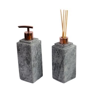 Imagem de Kit Banheiro Bancada Lavabo Luxo em Pedra Sabão N03 Rosê