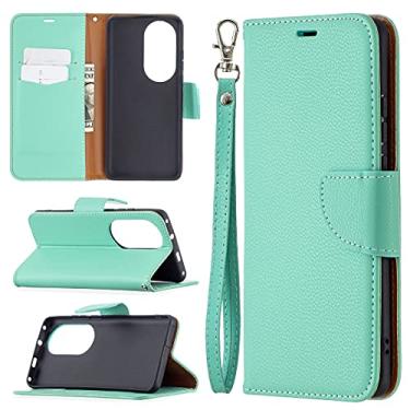 Imagem de HONGYAN Capa de telefone Para Huawei P50 Pro Litchi Textura Pure Color Horizontal Caixa De Couro Flip Com Holder & Cart Slots & Carteira & Cordão Capa protetora