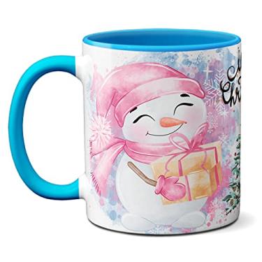 Imagem de Caneca Fofa Boneco De Neve Merry Christmas Papai Noel (Azul)