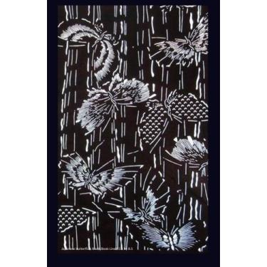 Imagem de Livro em branco com 100 páginas pautadas de borboletas japonesas 5,5 por 8,5 polegadas, livro em branco pautado com 100 páginas, adequado como diário, caderno ou diário com uma foto de capa de borboletas japonesas bordadas