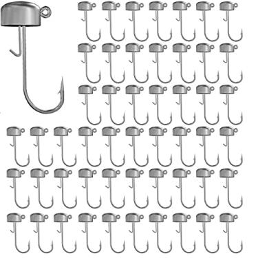 Imagem de Ned Rig Jig Heads, pacote com 50 anzóis de pesca de isca de 1/4 oz sem pintura para isca de robalo de truta pesca em água doce (7 g 1/4 oz)