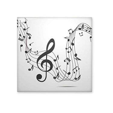 Imagem de Flappg Azulejo de cerâmica preto com notas musicais brilhantes para banheiro e cozinha