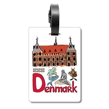 Imagem de Demark National Symbol Bolsa de viagem com estampa de marco e etiqueta para cartão de bagagem