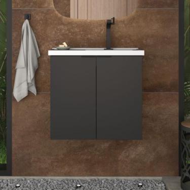 Imagem de Gabinete Para Banheiro Umbu Preto Com Lavatorio 2 Portas Cozimax - Coz