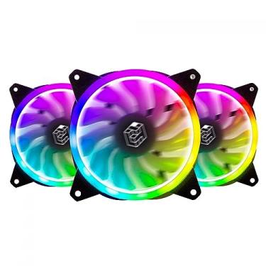 Imagem de Kit 3 Fan Lighter RGB 120mm Black Com Controladora - Liketec