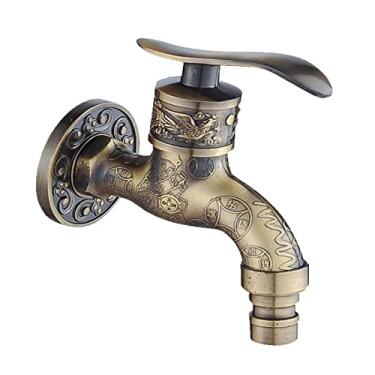 Imagem de Torneira para Máquina de Lavar, Liga de Zinco Sólida com Bico de Pia G1/2 - Torneira de água de Alça única para Lavatório de Lavanderia de Jardim, Bronze