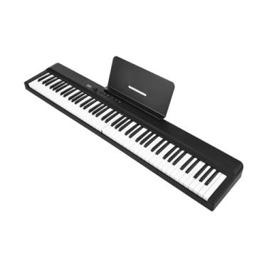 Imagem de SZITW Teclado dobrável Piano 88 teclas Órgão eletrônico dobrável em tamanho real Alto-falantes estéreo integrados Suporte de conexão BT 129 tons 128 ritmos 60 músicas de demonstração Função tremolo e