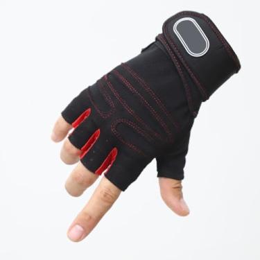 Imagem de Luva Masculina Crossfit Academia Musculação Com Munhequeira (Preta/Vermelha, G)