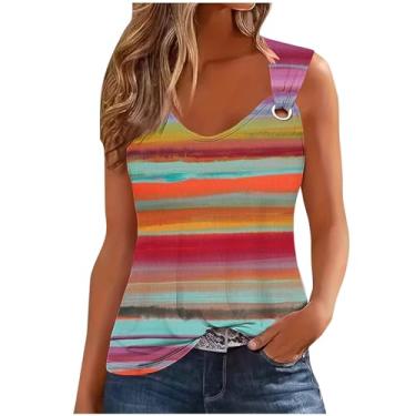 Imagem de Camisetas femininas folgadas longas sem mangas alças finas verão outono 2024 moda, K-460 multicolorido, G