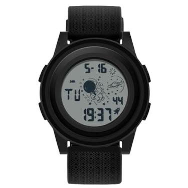 Imagem de RORIOS Relógio de pulso masculino casual, simples, digital, multifuncional, eletrônico, esportivo, impermeável, para homens, meninos, com pulseira de borracha, Preto, branco, L, Relógio casual