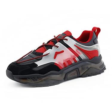 Imagem de Mazino Tênis masculino grosso da Arctic Fashion - Sapatos masculinos casuais de lazer, Vermelho/preto, 9.5