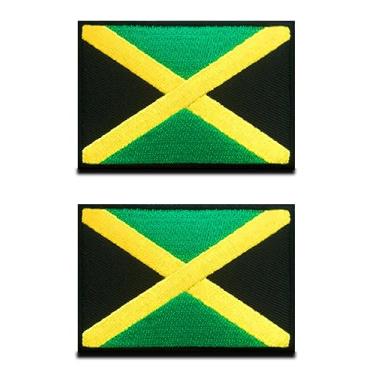 Imagem de Pacote com 2 emblemas bordados bandeira jamaicana da Jamaica borda preta uniforme militar nacional ferro sobre costurar no emblema 8,9 x 6,3 cm para jaquetas, jeans, roupas, chapéu, costura (Jamaica)
