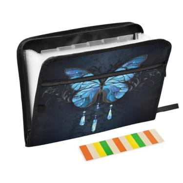 Imagem de pnyoin Pasta de arquivo expansível, 13 pastas de arquivos sanfonadas de bolso, organizador de documentos com etiquetas coloridas, fecho de zíper à prova d'água para papel tamanho carta A4, documento,