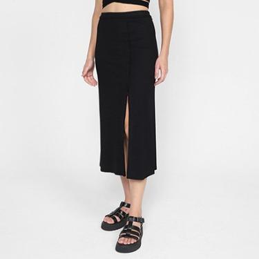 Imagem de Saia Midi All's Evasê Recorte Lateral Canelada-Feminino