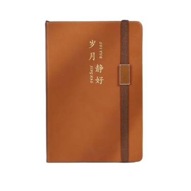 Imagem de Joucien Caderno minimalista criativo para escritório de negócios A5 com alça Ledger-(110 folhas) imitação de couro A5 marrom