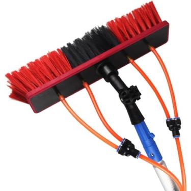 Imagem de Kit de limpeza de painel solar, postes de limpeza de janelas, escova alimentada com água, escova telescópica alimentada com água, para limpeza de painéis fotovoltaicos e solares, cabeça de e