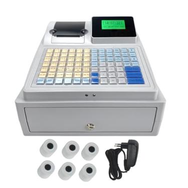 Imagem de CHONGHAN Caixa registradora eletrônica,display LED de 81 teclas,com 6 rolos de papel de impressão de 57 mm, compatível com leitor de código de barras, para supermercado, restaurantes