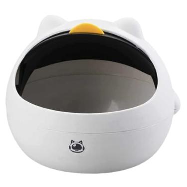 Imagem de Lixeira de gato espacial Lata de lixo de bancada Mini lata de lixo de mesa Lixeira de bancada giratória Lata de lixo pequena Latas de lixo de banheiro com tampas para cozinhas, escritórios, cesto de l