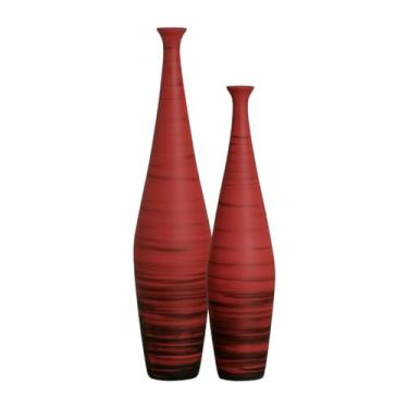 Imagem de Vasos Decorativos de Chão Garrafas Faenza Vermelho Vulcano
