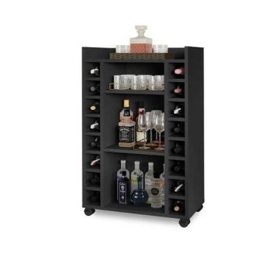 Imagem de Aparador buffet balcão bar bélgica com adega cor preto fosco últimas u