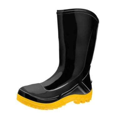 Imagem de Bota PVC Vulcaflex Preta Solado Amarelo Cano Médio 27cm sem Meia 37