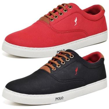Imagem de Sapatênis Masculino Casual Confortável Lona Polo Blu Kit 2, 41, Preto,