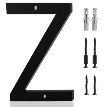 Imagem de Número Z de 12 cm preto fosco fosco números de casa de acrílico inclui kit de parafusos de hardware montagem fácil de descarga ou flutuante para número de rua exterior, endereço residencial, varanda,