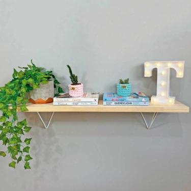 Imagem de Prateleira de Parede de Ferro e Madeira Industrial Pirâmide 100cm Natu