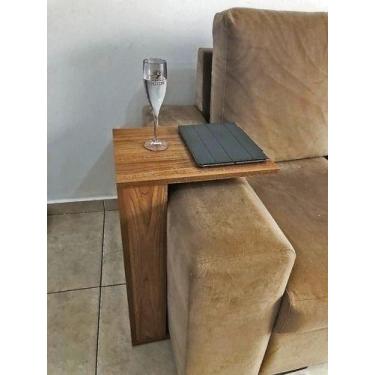 Imagem de Mesa Lateral Apoio P/ Sofá Estofado Bandeja Note Cor Madeira - De A-Z 