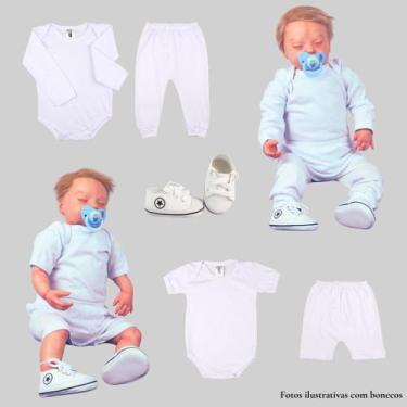 Imagem de Kit Batizado Roupa Bebe 5 Pecas Sapatinho Body Mijao Casamento - Tanra