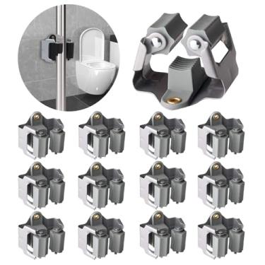 Imagem de 3-H Suporte de esfregão e vassoura tamanho grande para pendurar 1 kg extra, cabide de vassoura pacote com 12, suporte de parede para pendurar e organizar pá ancinho ferramentas de quintal em galpão