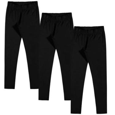 Imagem de Kit 3 Legging Infantil Menina SEM Flanela com Elástico no Cós Básica M