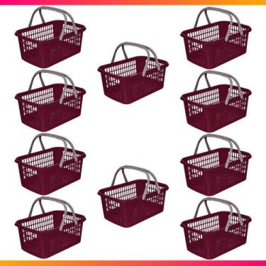 Imagem de Kit 10 Cesta Cestinha Plástica Supermercado Mercado Loja - Usual Utili