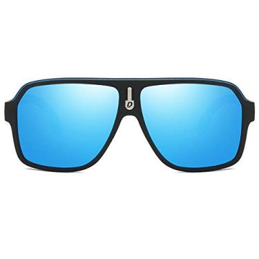 Imagem de DUBERY Óculos de sol aviador grandes masculinos clássicos grandes lentes polarizadas D103, A-scrub preto/azul, 146mm