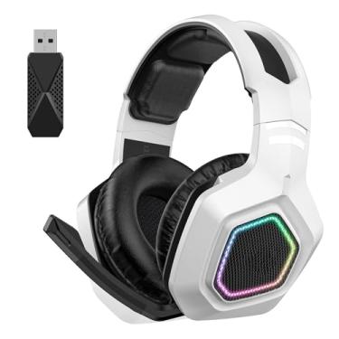 Imagem de Fone de Ouvido para Jogos Sem Fio, Fone de Ouvido para Jogos Bluetooth Sem Fio de 2,4 GHz Com Microfone Com Cancelamento de Ruído, Fone de Ouvido para Jogadores para PC, para