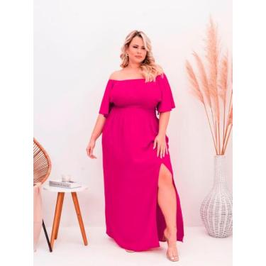 Imagem de Vestido Longo Plus Size Vermelho Com Fenda Babado Manga Godê Natal - s