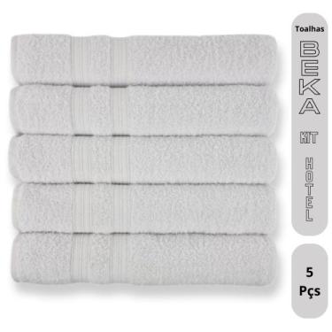 Imagem de Kit Hotel 5 Toalhas Super Grossa e Felpuda 80x150cm Branco Beka - Toal