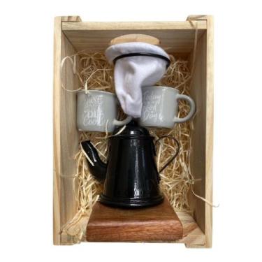 Imagem de Kit de Café Individual Preto e Cinza Demolição com engradado - Utensil