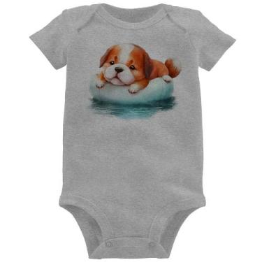 Imagem de Body Bebê Cachorrinho Na Piscina  - Foca na Moda, Cinza, P