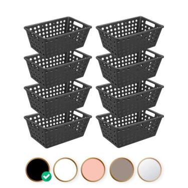 Imagem de Kit 8 Cestas Caixas Organizadoras Grande Multiuso One Coza, Preto