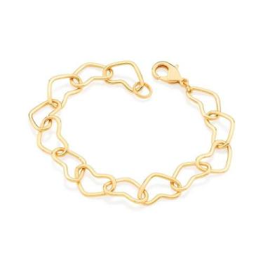 Imagem de Pulseira banhado ouro 3x 24k 18k e 22k feminina corações fecho lagosta